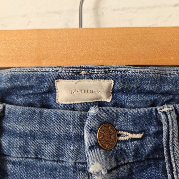 Mother High Waisted Looker Ankle Fray Jeans Size 24 Get Your Groove Back Blue - Picture 6 of 11